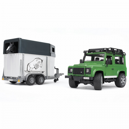 Mașină de teren Land Rover Defender cu remorcă transport cai si 1 cal [0]