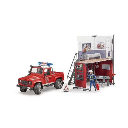 Secție de pompieri cu mașină de teren Land Rover și figurină pompier [0]