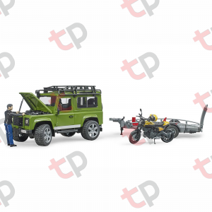 Jucărie - Set mașină de teren Land Rover Defender cu remorcă, motocicletă Ducati și figurină - 2020 [1]