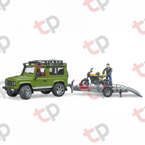 Jucărie - Set mașină de teren Land Rover Defender cu remorcă, motocicletă Ducati și figurină - 2020 [2]