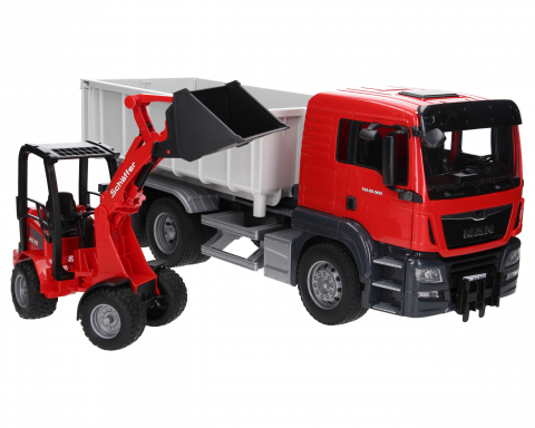 Jucarie - Camion MAN TGS cu container Abroll 03767  si incarcator Schaeff  2630 Bruder [3]