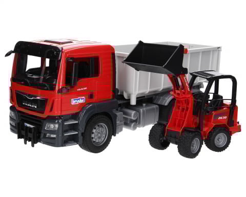 7.  TP Toys - Jucarii - Jucarie - Camion MAN TGS cu container Abroll 03767  si incarcator Schaeff  2630 Bruder