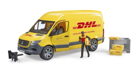 7.14. BRUDER - Jucarie - Masina curierat DHL MB Sprinter cu figurina 02671 Bruder 2671