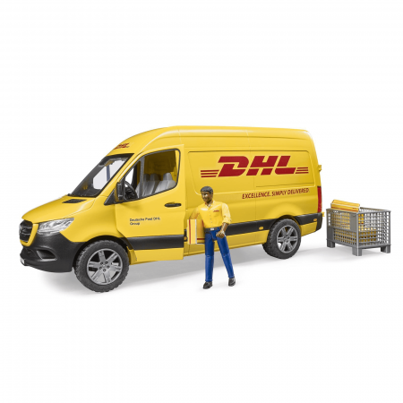 7.10. Vehicule Speciale - Jucarie - Masina curierat DHL MB Sprinter cu figurina 02671 Bruder 2671
