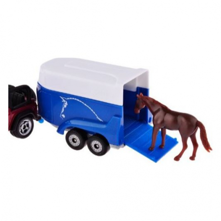 Jucarie - Masina de teren Jeep Wrangler cu remorca transport cai 1651 Siku 1:87 01651 [3]