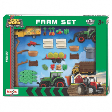 7.19. Maisto - Jucarie - Set de jucarie de mini-tractoare si utiliaje agricole Fendt MA-12565F Maisto 1:64 MA12565F