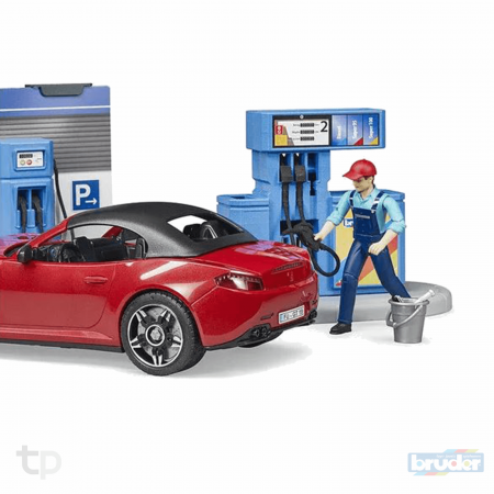 7.4. Mașini & Timp Liber - Set Benzinarie cu vehicul si spalatorie auto Bworld 62111 Bruder 62111