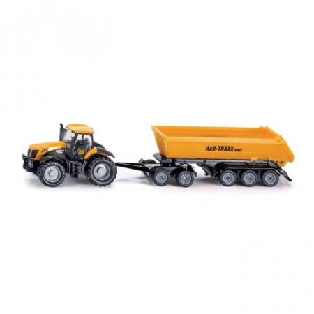 7.20. SIKU - Jucarie - Tractor JCB 8250 cu remorca basculabila 1858 Siku 1:87 01858