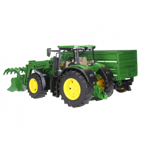 Jucarie - Tractor John Deere 7R 350 cu incarcator frontal si remorca 03155 Bruder 1:16 03155 [5]