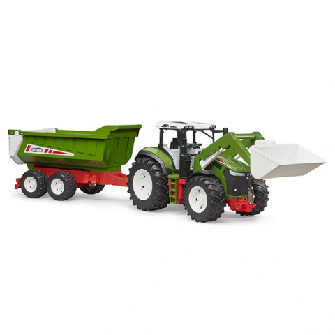7.6. Tractoare & Utilaje Agricole - Jucarie - Tractor Roadmax cu incarcator frontal si remorca basculanta spate, 03452 Bruder