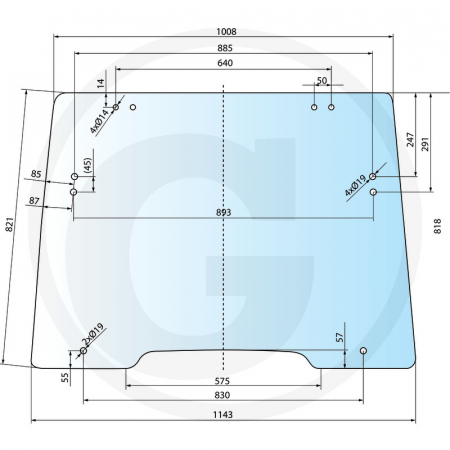Tipuri de tractoare: JX 1070U, 1080U, 1090U, 1100U, JX 70U, 80U, 90U, 100U - Parbriz 650S003391 82003391 84283801