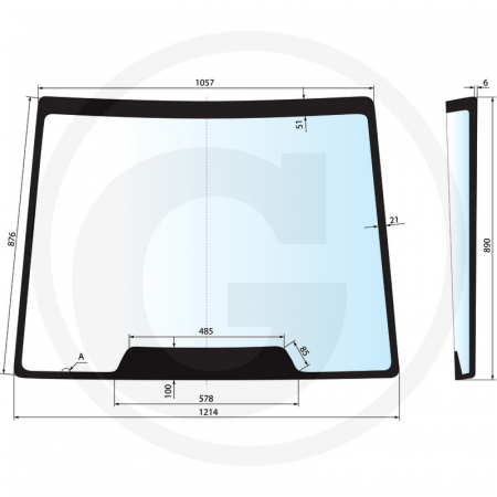 Tipuri de tractoare: JX 55, 60, 65, 70, 75, 80, 85, 90, 95 - Parbriz Case IH 650S89552 5089552
