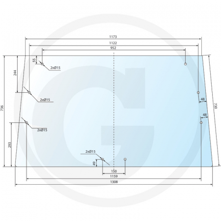 Tipuri de tractoare: 955, 1055, 1255, 1455; Cabina: Fritzmeier Cockpit - Parbriz spate Case IH 650881368 3221542R1 520483  