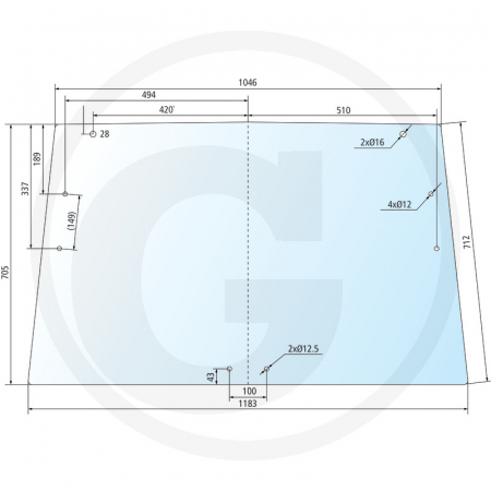 Tipuri de tractoare: 1640, 1830, 1840, 2030, 2040, 2130, 2140, 3030, 3130, 3140 - Geam spate John Deere 650883492 L36075  