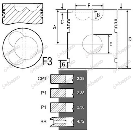 Piston echipat *100 - David Brown K944573  20/32-82 [2]