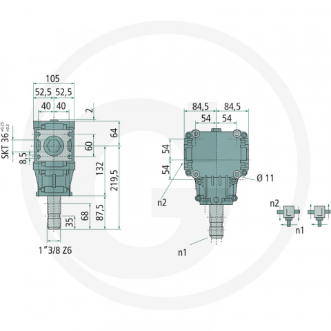 Reductor Deleks,1.46:1, pentru ax hexagonal [1]