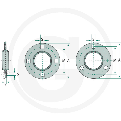 Set Carcasa rulment trei gauri cu ax 30 mm  Welger [1]