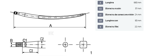 Tepusa curbata pentru incarcator profil T 37 x 660 mm | Tehnica Popan [1]