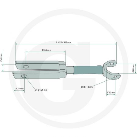 Tirant vertical L 425/515 mm - Ø 25.9 x 19.2 mm 27/760-127 1295 740502 1295 740502 1295740502 135700740415   [1]