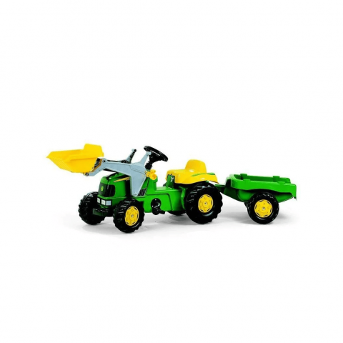 7.5. Rolly Toys - Tractor cu pedale John Deere cu incarcator frontal si remorca