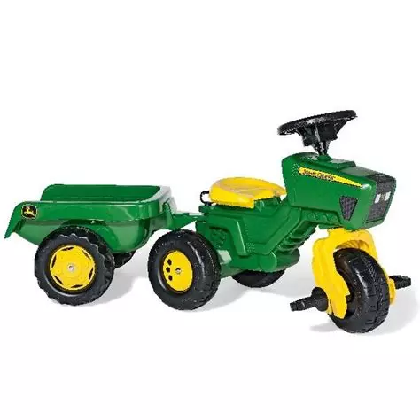 7.5. Rolly Toys - Tractor cu pedale rollyTrac John Deere cu remorca si volan sonor