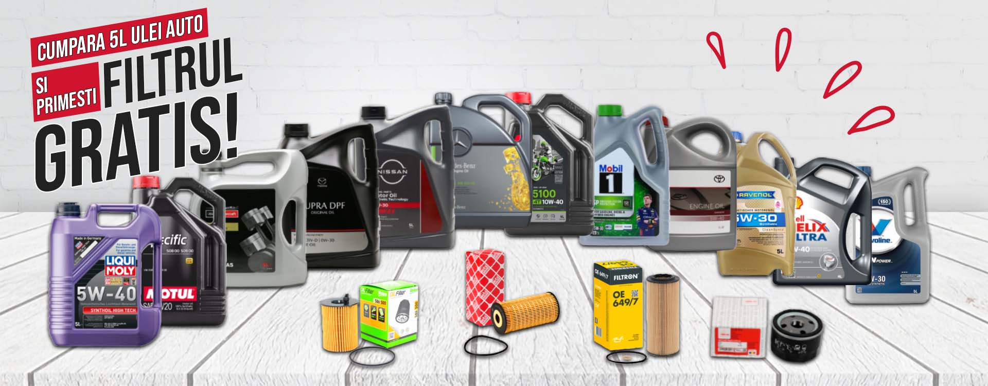 Filtrul de ulei GRATIS pentru minim 5L ulei auto