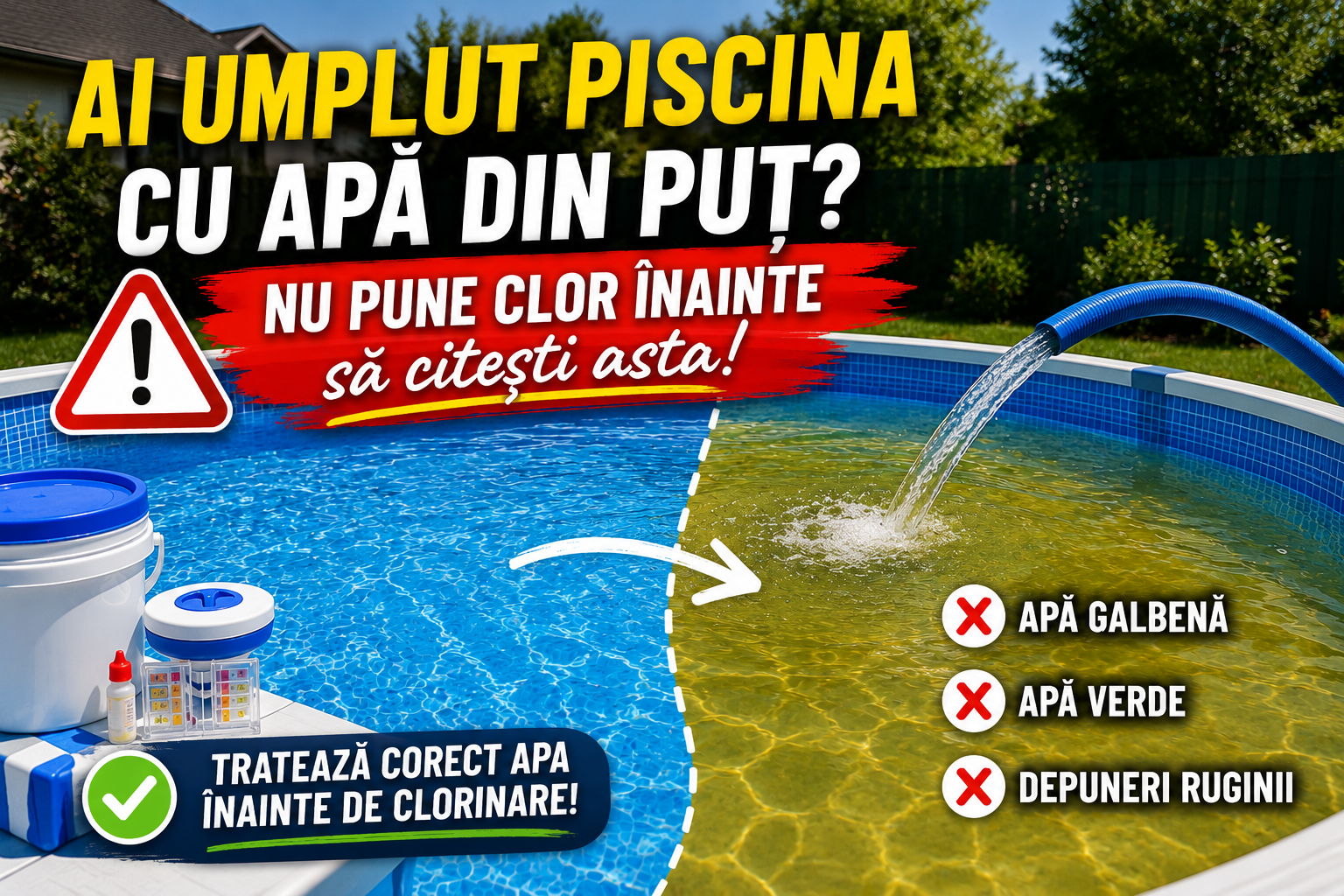 Ai umplut piscina cu apă din puț? Nu pune clor înainte să citești asta!