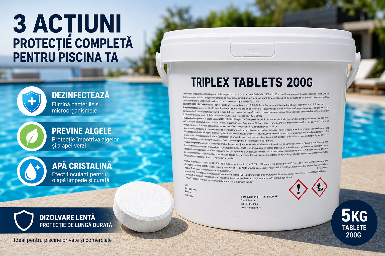 Tablete Clor Piscină 3 Acțiuni 200g – Ghid complet pentru întreținerea apei
