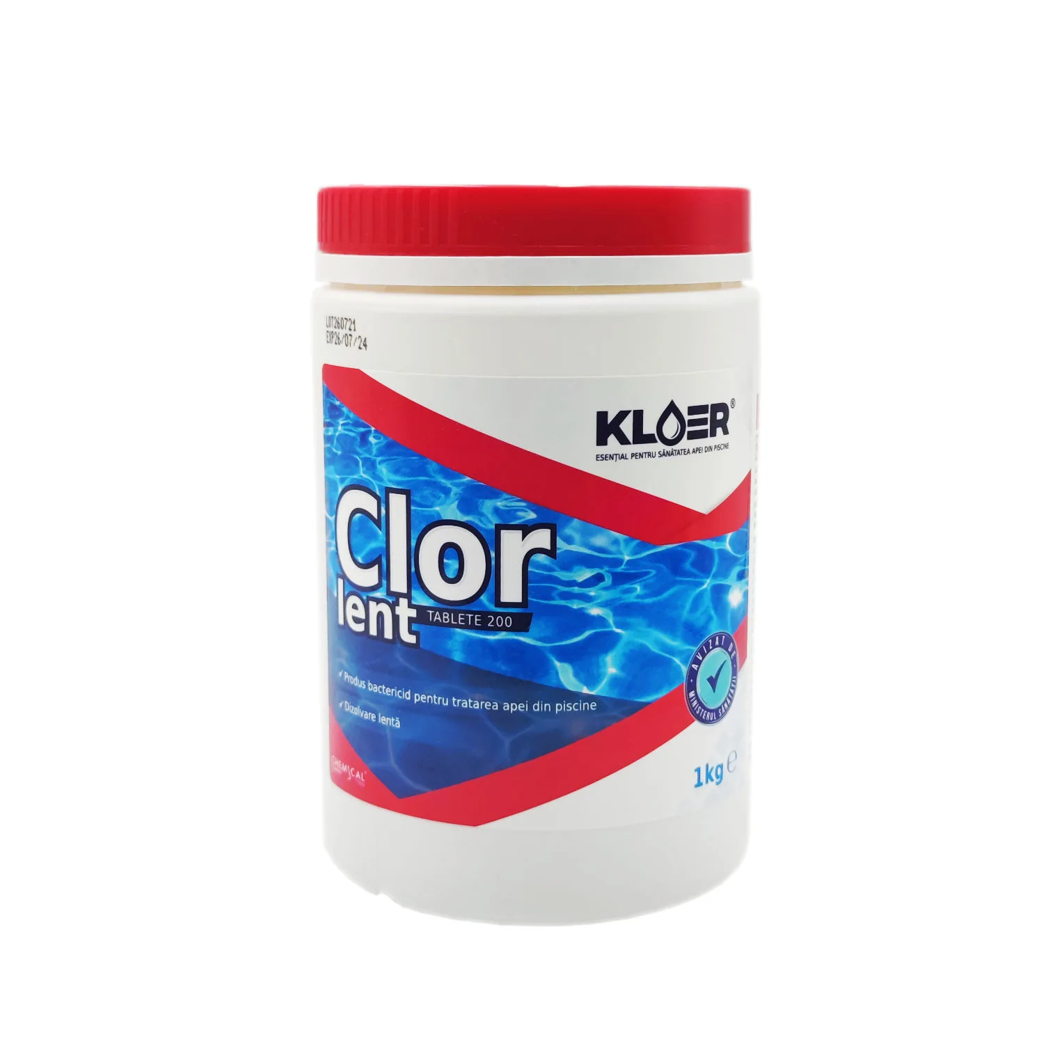 Clor lent TCCA 90% tablete 200 grame Kloer, pentru apa piscina, 1 kg [1]