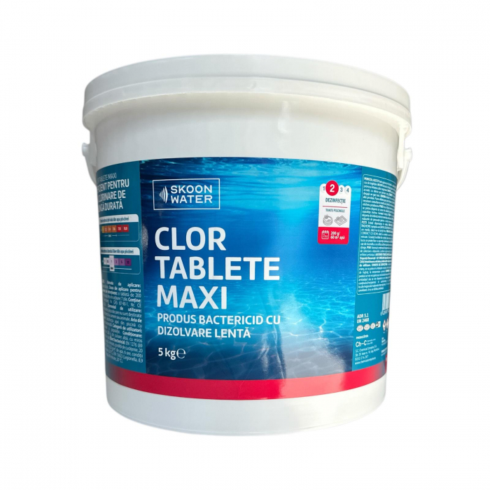 Clor lent TCCA 90 tablete maxi 200 grame Kloer, Skoon Water, pentru apa piscina, 5 kg [2]
