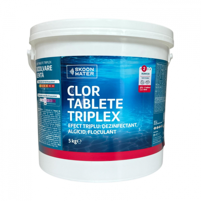 Tablete multifunctionale tratare piscina Triplex, 5kg, Kloer, Skoon Water, clor complet 3 actiuni, dezinfectant, algicid, floculant [2]