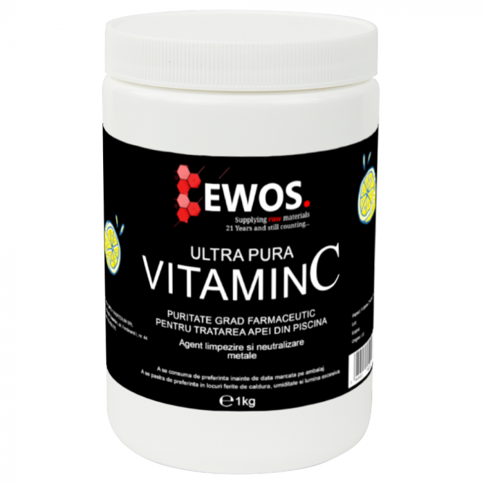 Vitamina C piscina 1kg puritate 99, 98%, varianta premium incapsulata, cu degajare instant si defierizare rapida [1]
