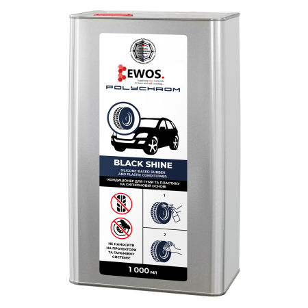 Plastice | Bandouri Exterioare - Balsam de innegrit cauciucul si plasticul pe baza de silicon, Polish anvelope Black Rubber efect lucios-sticlos, EWOS Polychrom 1L