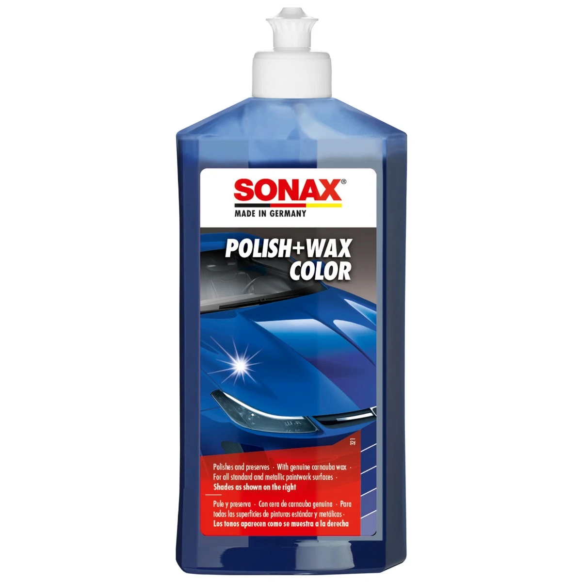 Decontaminare - Ceara auto, pentru suprafete vopsite albastru, Sonax Polish + Wax Color, 500 ml