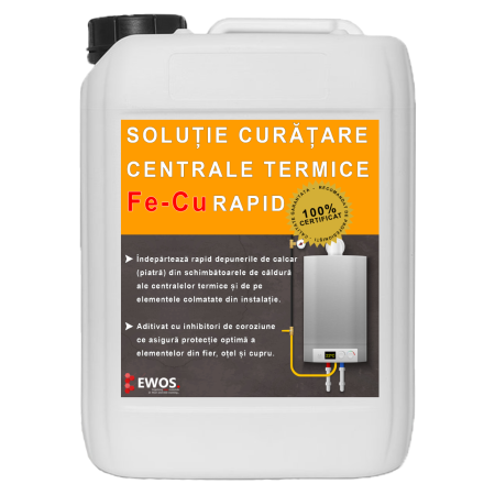 Intretinere electrocasnice - Dezincrustant rapid pentru centrale termice Fe-Cu, solutie concentrata, EWOS, 5L
