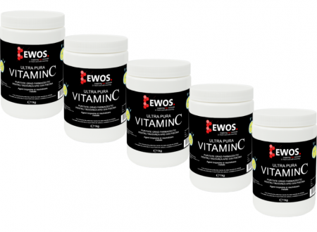 Pachet 5buc Vitamina C piscina 1kg puritate 99, 98%, varianta premium incapsulata, cu degajare instant si defierizare rapida