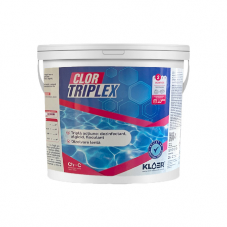 Consumabile piscina - Tablete multifunctionale tratare piscina Triplex, 5kg, Kloer, Skoon Water, clor complet 3 actiuni, dezinfectant, algicid, floculant