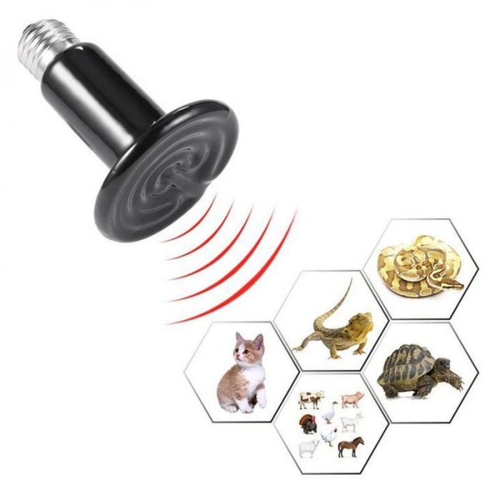 Bec infrarosu NEGRU ceramic 50W emitator de caldura pentru pui de pasari si animale de companie [1]