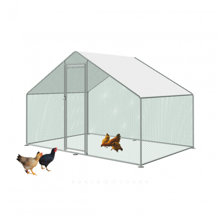 Cusca/padoc/tarc - Coteț de Păsări Exterior din Oțel Galvanizat, 2 x 6 x 2m