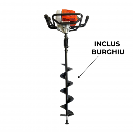Motoburghie si Accesorii - Motoburghiu forezat pamant, 2.7CP, 2 timpi + burghiu 150 mm