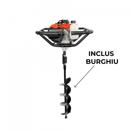 Motoburghie si Accesorii - Motoburghiu forezat pamant, 2CP, 4 timpi + burghiu 150 mm