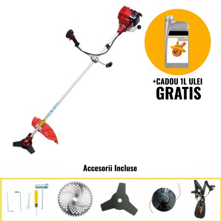 GRADINA - Motocoasa pe benzina, 5.4 CP, 10000 rpm, 51.2 cc + accesorii incluse
