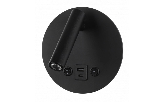 Aplica LED 8W, IP20, Comutator ON/OFF  + USB, Negru, 4200K, Optonica 7586 [1]
