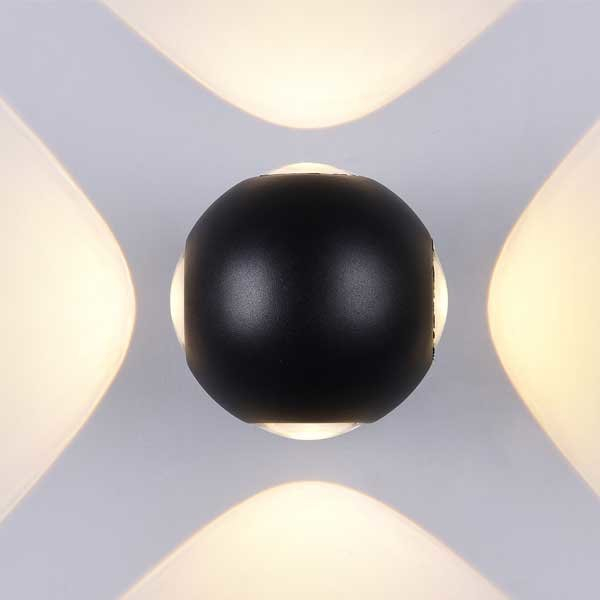Aplica led de perete, octogonala, cu 4 raze de lumina, corp negru, 4W, alb cald, Optonica 7488 [2]