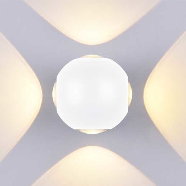 Aplica led de perete, octogonala, cu 4 raze de lumina, corp alb, 4W, alb cald, Optonica 7487 [2]