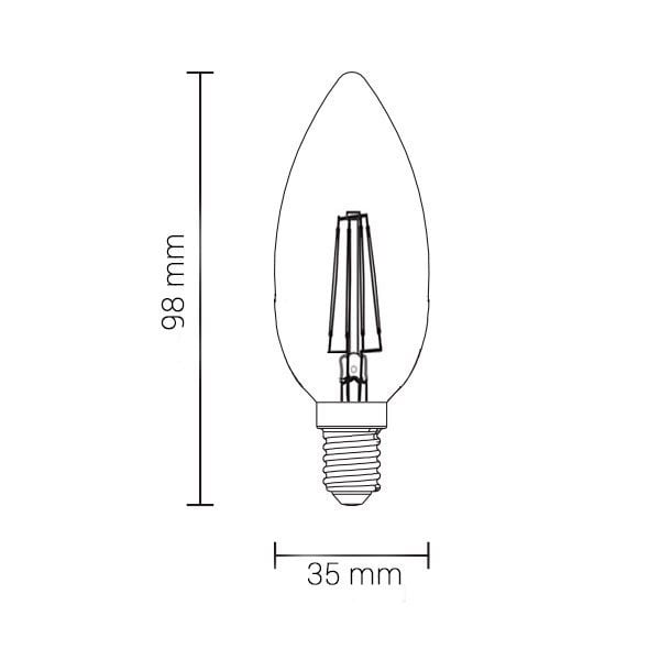 Bec led cu filament tip lumanare C35, soclu E14, 4W, alb rece, Optonica 1470 [2]