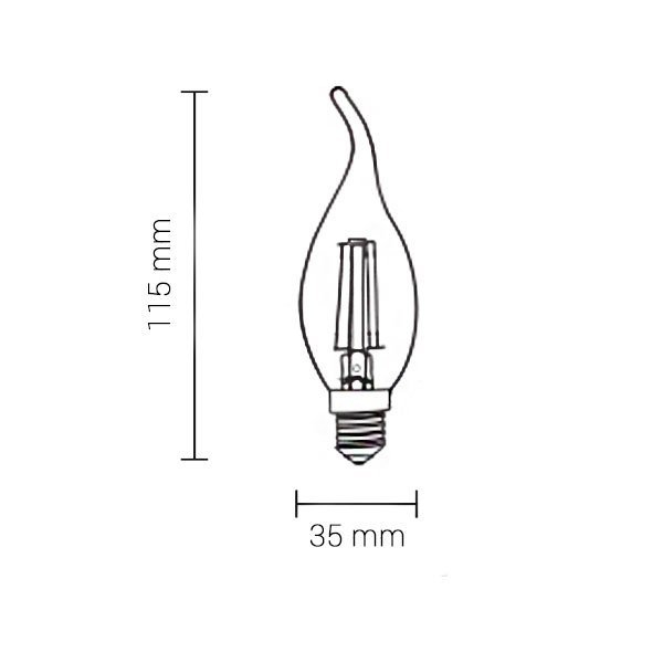 Bec led cu filament tip lumanare C35T, soclu E14, 4W, alb rece, Optonica 1480 [2]