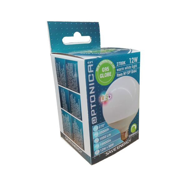 Bec led dimabil G95, soclu E27, 12W, alb cald, Optonica 1844 [2]