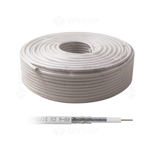 Cablu coaxial alb RG6 (100 m), 75 ohm, alb [1]