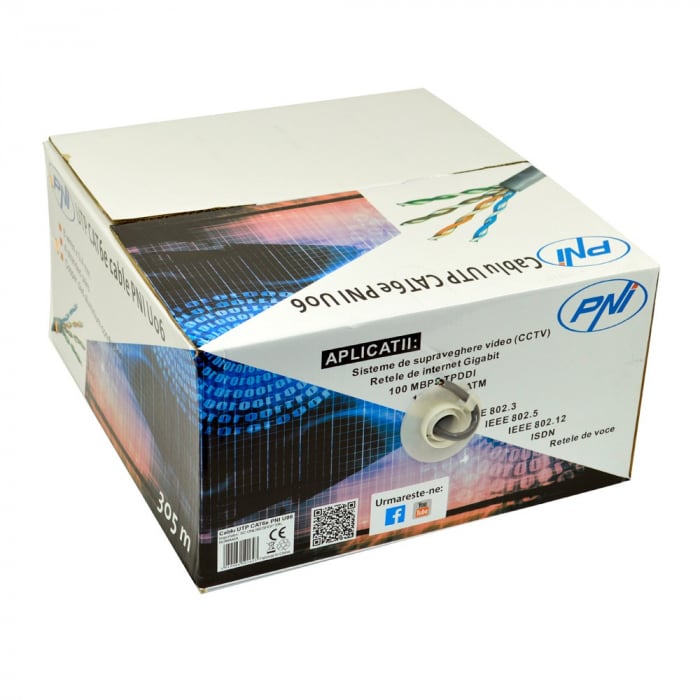 Cablu semnal video cctv UTP Cat 6e, 4 perechi PNI-U06M, aluminiu cuprat [3]